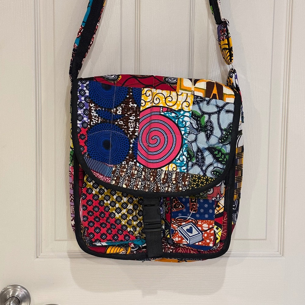African Wax Print Patchwork Messenger Bag Quilted Crossbody Multicolor Boho